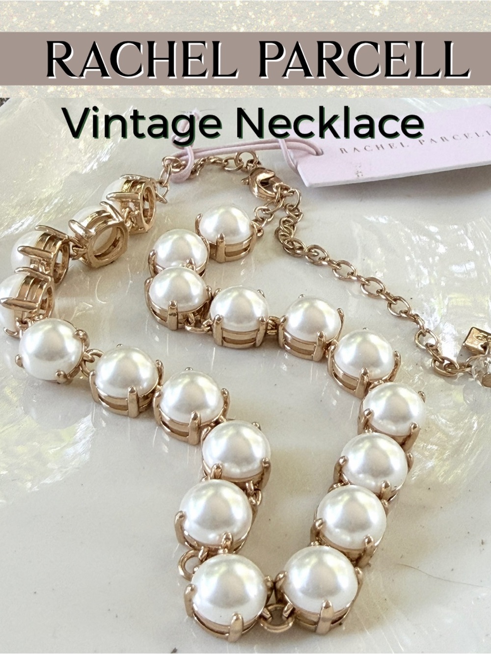 Rachel Parcell VINTAGE Gold-Tone PEARL Necklace ✨13-17”✨